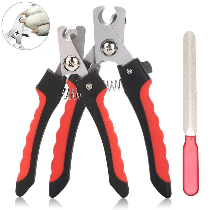 Professional Stainless Steel Pet Nail Clippers for Large Dogs and Cats - Multifunctional Grooming Scissors