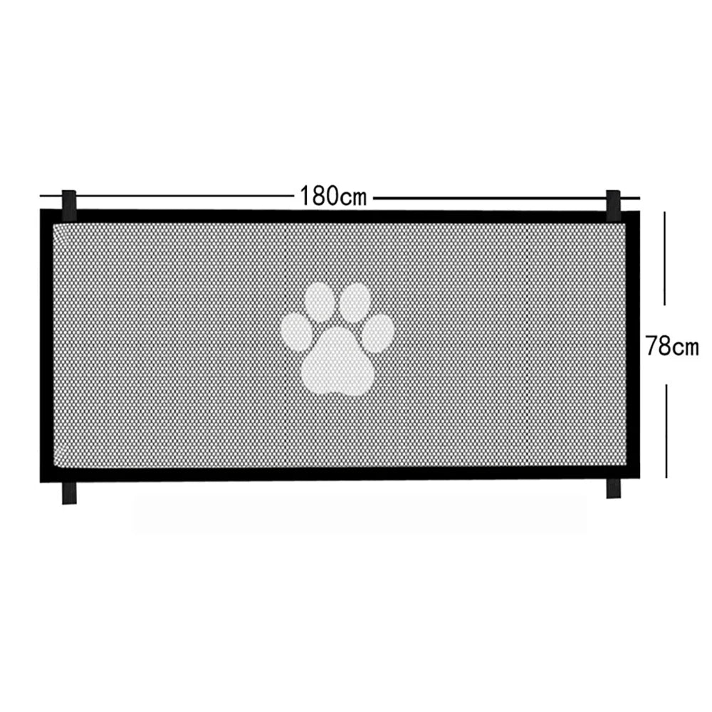 Dog Safety Enclosure Mesh Gate with 4 Hooks for Indoor and Outdoor Use