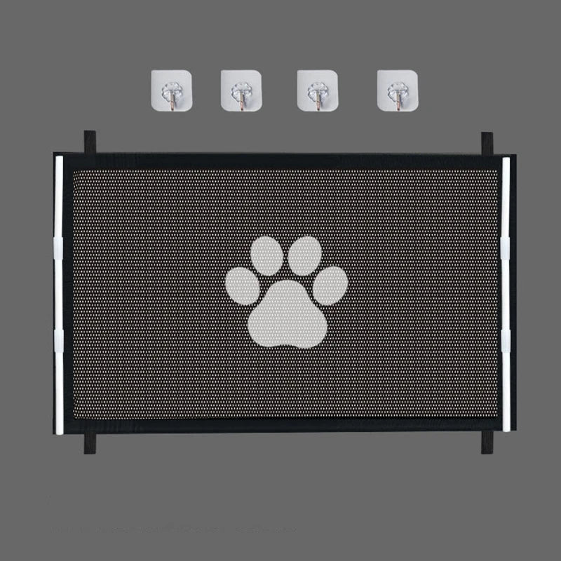 Dog Safety Enclosure Mesh Gate with 4 Hooks for Indoor and Outdoor Use