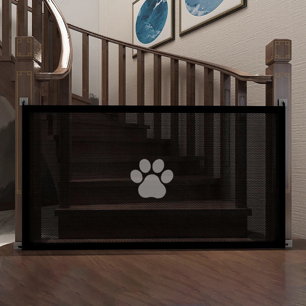 Dog Safety Enclosure Mesh Gate with 4 Hooks for Indoor and Outdoor Use
